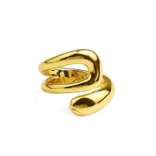 18K Gold Modern Adjustable Ring nugget earrings
