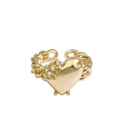Trendy Broken Heart Nugget Ring 14K Gold-plated Silver