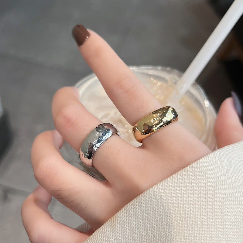 New Cross border Design Sense Personalized Creativity Open Ring Gold Ins Style Simple and Versatile Index Finger Ring Accessories nugget earrings