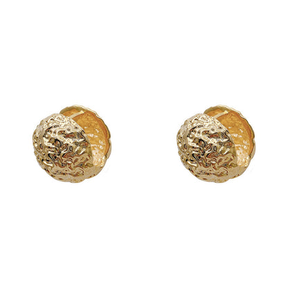 14k Gold-plated Textured Dome Stud Earrings nugget earrings