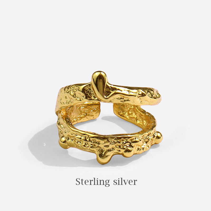 Chunky Stacking Nugget Rings Gold-plated Silver nugget earrings