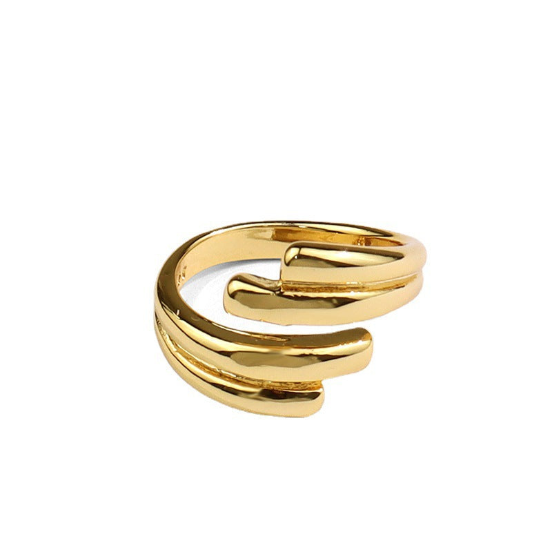 Adjustable Double-layer Geometric Nugget Ring Gold-plated Silver nugget earrings