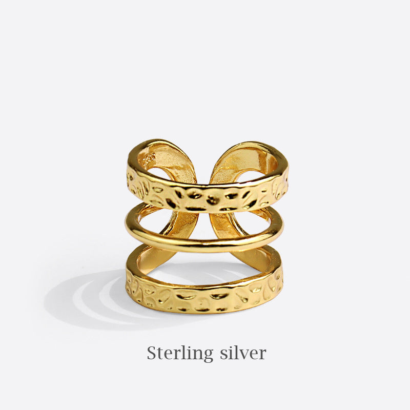 Adjustable Trio Stacking Nugget Ring Gold-plated Silver nugget earrings