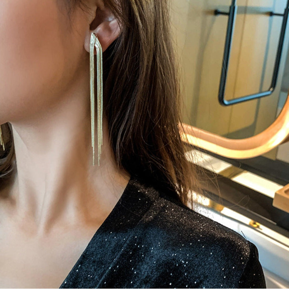 Nugget Jewelry Gold Silver Waterfall Chandelier Earrings| Ear Clip